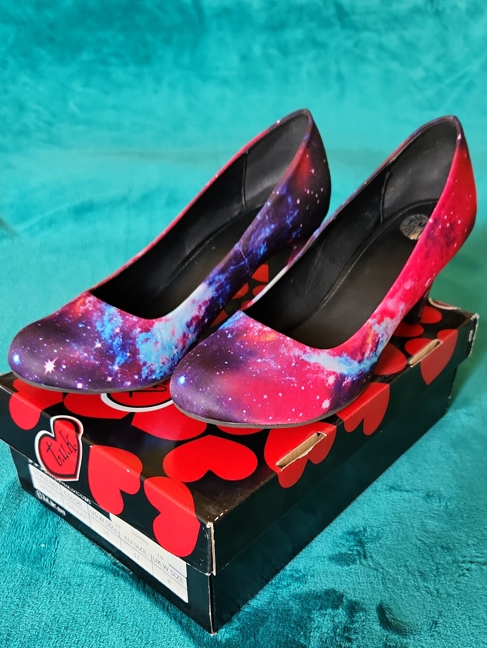 tuk Galaxy Print Women's Pumps - Pink & Purple - Size 10